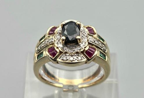 Gouden Vintage ring met edelstenen diamant.2025/470, Sieraden, Tassen en Uiterlijk, Ringen, Zo goed als nieuw, Dame, 18 tot 19