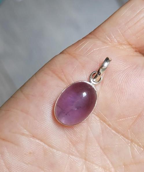 zilveren hanger met natuurlijke Amethist steen zilver 925, Sieraden, Tassen en Uiterlijk, Kettinghangers, Nieuw, Zilver, Paars