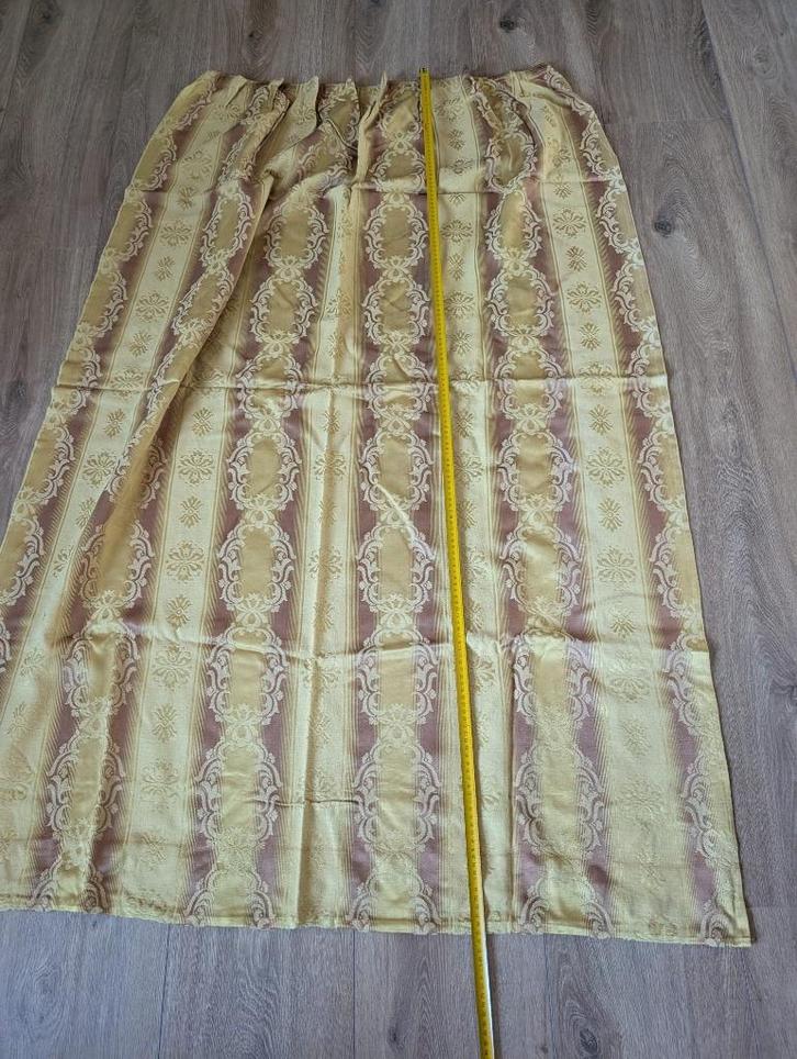 Vintage gordijn – dikke kwaliteit – geel/bruin barok patroon, Huis en Inrichting, Stoffering | Gordijnen en Lamellen, Gebruikt