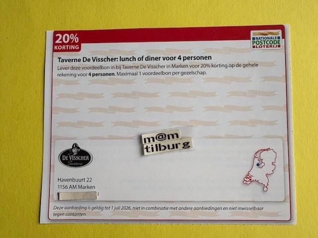 Taverne De Visscher: 20% korting, Tickets en Kaartjes, Kortingen en Cadeaubonnen, Drie personen of meer, Overige typen, Kortingsbon