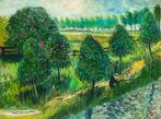 Olieverf op doek een visser in een groen landschap Van Gogh, Antiek en Kunst, Kunst | Schilderijen | Klassiek, Ophalen of Verzenden