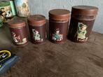 Antiek curiosa 4 ronde voorraad blikken v Sarah Kay, Verzamelen, Ophalen of Verzenden, Zo goed als nieuw, Overige merken
