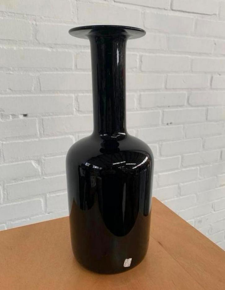 Vaas Kastrup Holmegaard - Zwarte Gulvvase Otto Brauer Deens, Antiek en Kunst, Antiek | Glas en Kristal, Ophalen of Verzenden