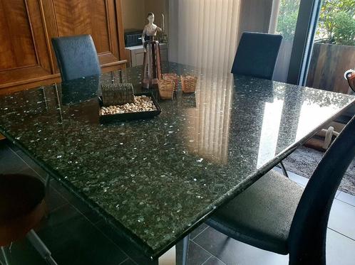Vintage tafel met granieten blad, Huis en Inrichting, Tafels | Eettafels, Gebruikt, 100 tot 150 cm, 100 tot 150 cm, Vijf personen of meer