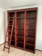 Klassieke Houten Boekenkast met ladder // Wooden Bookcase, Huis en Inrichting, Kasten | Boekenkasten, 150 tot 200 cm, 25 tot 50 cm