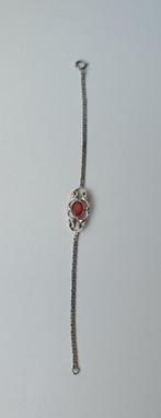 Armband zilver met rode steen art nouveau deco, Antiek en Kunst, Verzenden, Zilver