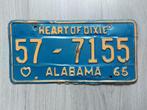 Kentekenplaat Alabama USA 1965 Nummerplaat Nummerbord, Verzamelen, Auto's, Gebruikt, Ophalen of Verzenden