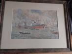 Aquarel, Rotterdams Havengezicht, Hendrik Leendert Starre., Antiek en Kunst, Ophalen