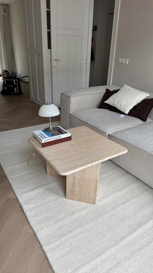 Salontafel Travertin Vintage Organisch | Japandi | Nordic, Huis en Inrichting, Tafels | Salontafels, Zo goed als nieuw, Minder dan 50 cm