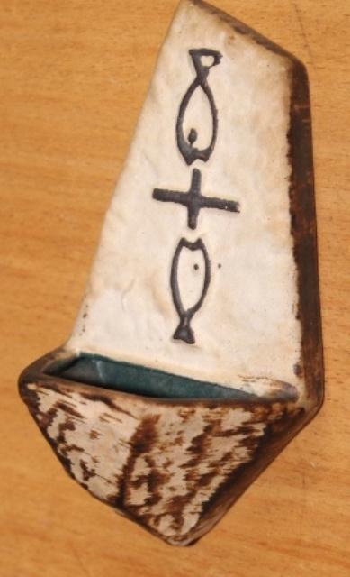 Wijwaterbakje 13 x 7 cm - 73818, Verzamelen, Religie, Zo goed als nieuw, Christendom | Katholiek, Overige typen, Ophalen of Verzenden