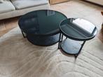 2 IKEA FROTORP Salontafel – Zwart Marmerpatroon / Glas, Ophalen, 50 tot 100 cm, Rond, 50 tot 100 cm