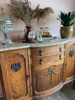 Antiek Frans dressoir met een rosalia marmeren blad, Ophalen, Gebruikt, 100 tot 150 cm, Met deur(en)