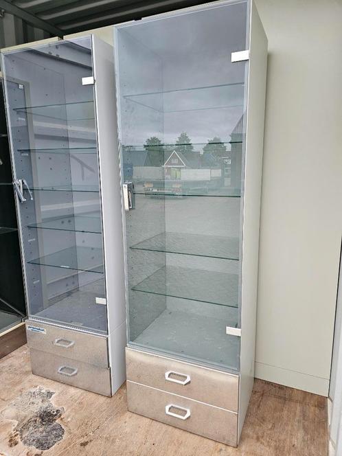 Promotal stalen medische vitrinekast met 2 laden, Huis en Inrichting, Kasten | Vitrinekasten, Gebruikt, 100 tot 150 cm, Minder dan 50 cm