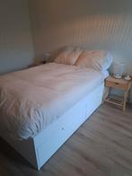 Ikea bed 140x200 incl lattenbodem, Gebruikt, 140 cm, Wit, Hout
