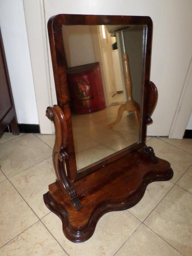 Mooie kantelbare Biedermeier kapspiegel / tafelspiegel, Antiek en Kunst, Antiek | Spiegels, Minder dan 50 cm, Ovaal, Ophalen