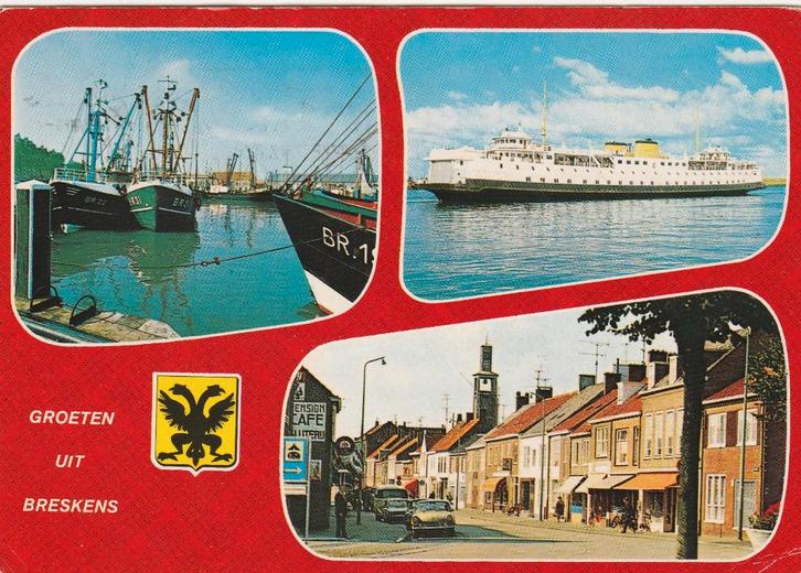 BRESKENS Vissershaven Veerboot Dorpsstraat Groeten, Verzamelen, Ansichtkaarten | Nederland, Gelopen, Zeeland, 1980 tot heden, Verzenden