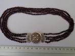 Granaten ketting zilveren slot, Verzenden, Zilver, Ketting, Met edelsteen