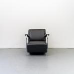 4x Leolux Scylla Fauteuil Laag Zwart Leder - Chroom, Huis en Inrichting, Fauteuils, 75 tot 100 cm, Ophalen of Verzenden, Zo goed als nieuw