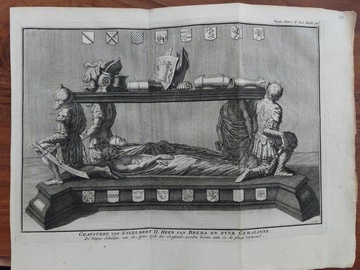 20 / Grafstede Engelbert II, heer van Breda Gravure Philips, Antiek en Kunst, Kunst | Etsen en Gravures, Ophalen of Verzenden