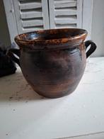 Antieke geglazuurde terracotta pot h14 diameter 17 cm, Tuin en Terras, Tuinvazen, Ophalen of Verzenden