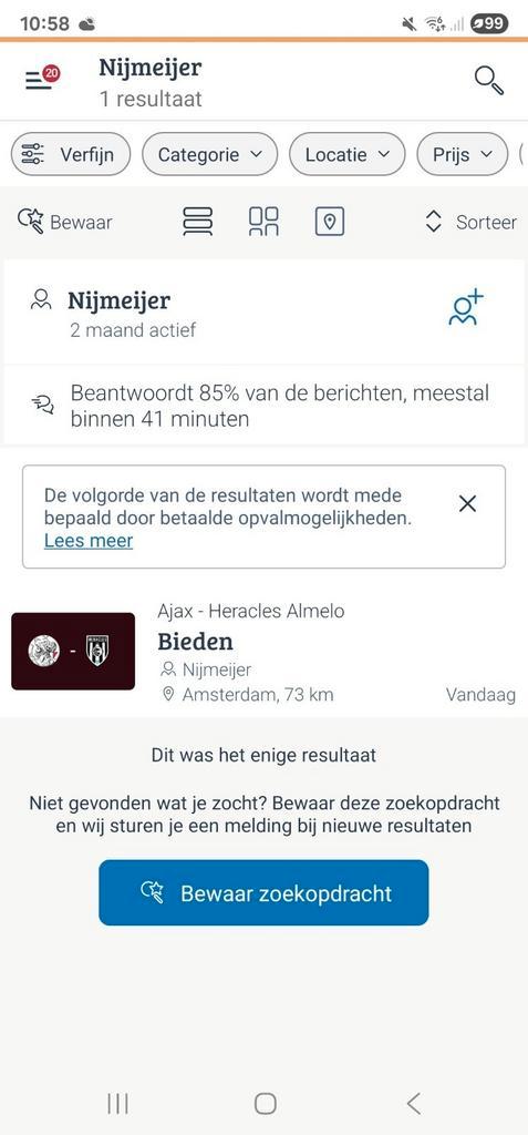 Oplichting Ajax Heracles kaarten, Tickets en Kaartjes, Kortingen en Cadeaubonnen, Eén persoon, Overige typen, Overige soorten