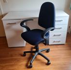 Wit Bureau met blauwe Bureaustoel, Gebruikt, Ophalen, Bureau