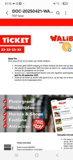 Walibi ticket (Biddinghuizen, Nederland), Tickets en Kaartjes, Kortingen en Cadeaubonnen, Eén persoon, Overige soorten, Pretpark