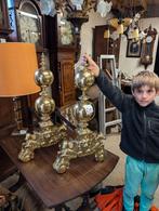 2 grote bronzen vuur bokken 30 kg. 80 h. 65 b. €370., Antiek en Kunst, Antiek | Overige Antiek, Ophalen