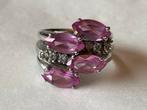 Bijzondere zilveren ring Roze en Witte Saffier, Sieraden, Tassen en Uiterlijk, Ringen, Verzenden, Zo goed als nieuw, 17 tot 18