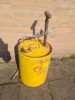 Oude shell olievat met pomp, Antiek en Kunst, Ophalen
