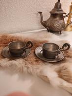 Twee Vintage Tinnen Kop en Schotel, Antiek en Kunst, Antiek | Tin, Ophalen of Verzenden