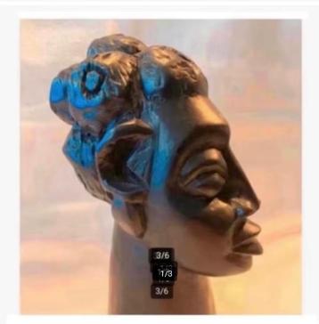 Afrikaanse Houten beeld, hoofd, 16 cm hoog beschikbaar voor biedingen