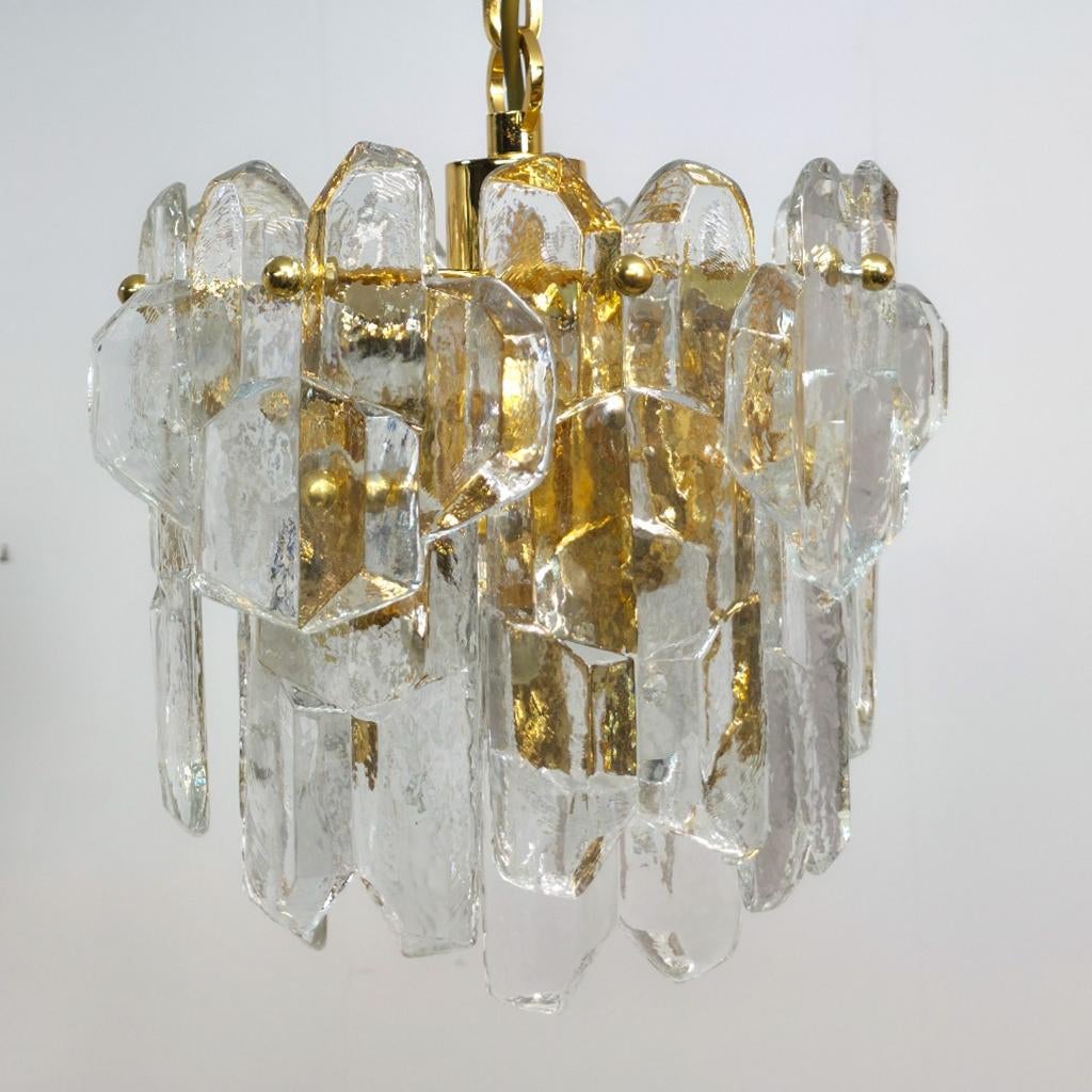 Kalmar Franken Palazzo Kroonluchter mid century 70s ijsglas, Ophalen of Verzenden, Zo goed als nieuw, Glas, Design