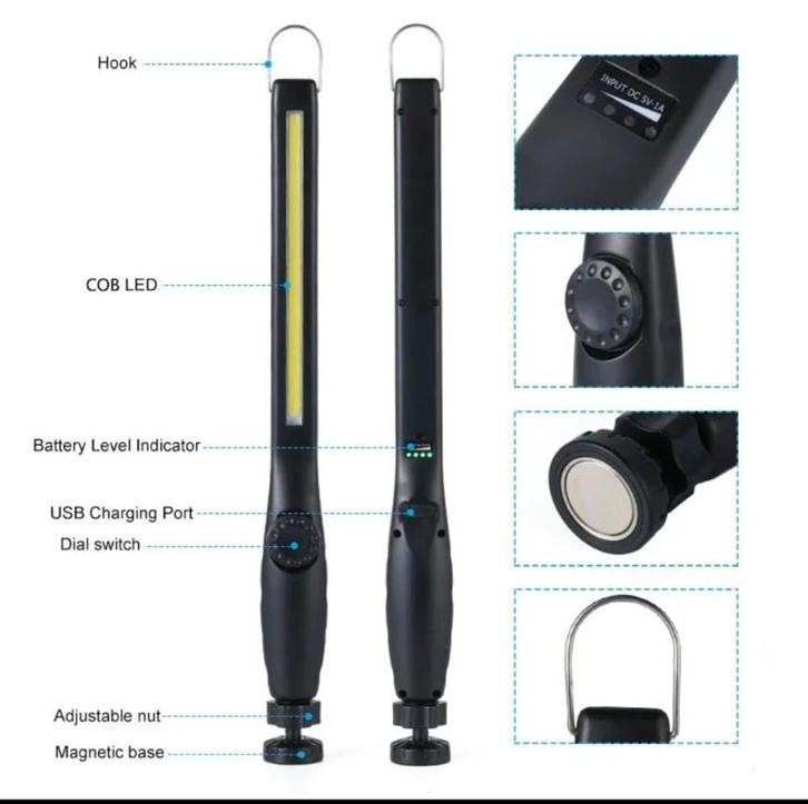 COB LED Looplamp met Magnetische Basis, Doe-het-zelf en Verbouw, Bouwverlichting, Nieuw, Lamp, Minder dan 50 watt, Ophalen of Verzenden