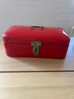 Brocante groene emaille brooddoos, broodtrommel rood, Antiek en Kunst, Antiek | Emaille, Ophalen