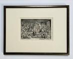 Oude kopergravure - A. de Haen - De pest in Leiden - 34 x 45, Ophalen of Verzenden
