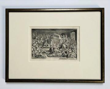 Oude kopergravure - A. de Haen - De pest in Leiden - 34 x 45 beschikbaar voor biedingen
