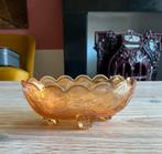 Vintage 50’ Carnival glas schaaltje met mooi bloemenreliëf, Ophalen of Verzenden