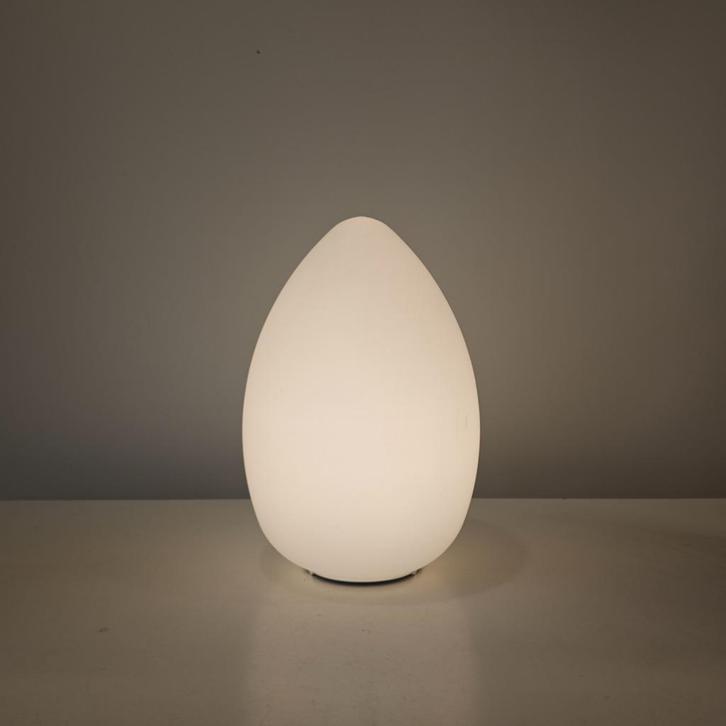 Vintage glazen ei lamp Thunder, Huis en Inrichting, Lampen | Tafellampen, Zo goed als nieuw, Minder dan 50 cm, Glas, Metaal, Ophalen of Verzenden