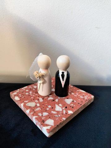 Bruidspaar Pegdoll - Handgemaakt Huwelijksgeschenk beschikbaar voor biedingen