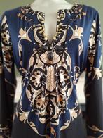 K-Design K design donker blauwe beige jurk XL gratis verz, Kleding | Dames, K-design, Maat 42/44 (L), Zo goed als nieuw, Knielengte