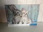 Puzzel kitten en konijn / dierenpuzzels/ 500 stukjes, Ophalen of Verzenden, Zo goed als nieuw