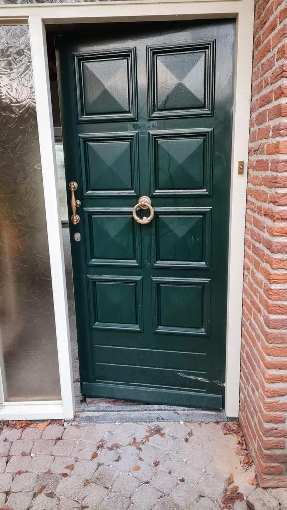 Mooie groene voordeur, Doe-het-zelf en Verbouw, Deuren en Horren, Gebruikt, Buitendeur, 200 tot 215 cm, 80 tot 100 cm, Hout, Ophalen