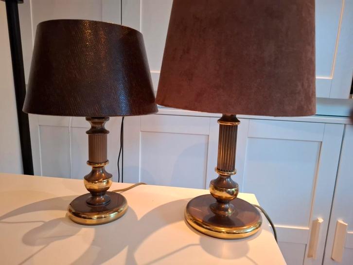 Herda Tafellampen Set - Klassiek Design, Huis en Inrichting, Lampen | Vloerlampen, Gebruikt, Minder dan 100 cm, Metaal, Stof, Ophalen of Verzenden