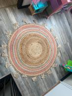 Ovaal Juten Vloerkleed met Franjes, 100 tot 150 cm, Beige, Ophalen of Verzenden, Zo goed als nieuw