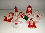 Kerst set vilten houten poppetjes engeltje kabouter rood wit, Diversen, Kerst, Ophalen of Verzenden, Zo goed als nieuw