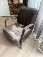 Leren fauteuil used look, Huis en Inrichting, Fauteuils, Ophalen, Gebruikt, Minder dan 75 cm, Leer
