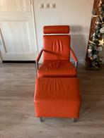 Leren Montel Stoel met Voetenbank, Huis en Inrichting, Gebruikt, 75 tot 100 cm, Ophalen of Verzenden, 75 tot 100 cm
