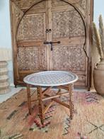 Marokaanse koffietafel zilver, Huis en Inrichting, Tafels | Bijzettafels, Minder dan 55 cm, Rond, Nieuw, Ophalen of Verzenden