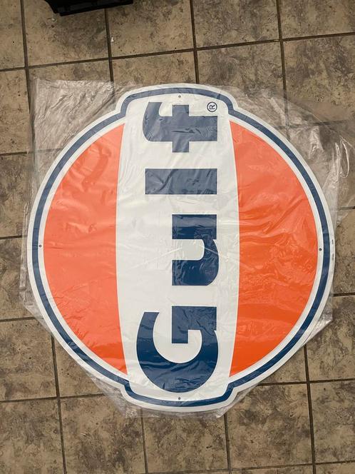 Gulf Reclamebord - Emaille Replica, Antiek en Kunst, Antiek | Emaille, Ophalen